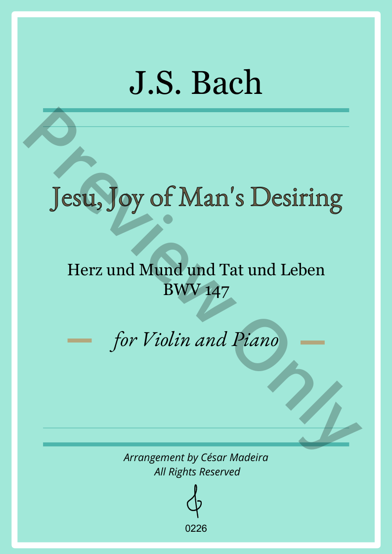 Jesu, Joy Of Man's Desiring - Violin and Piano P.O.D
