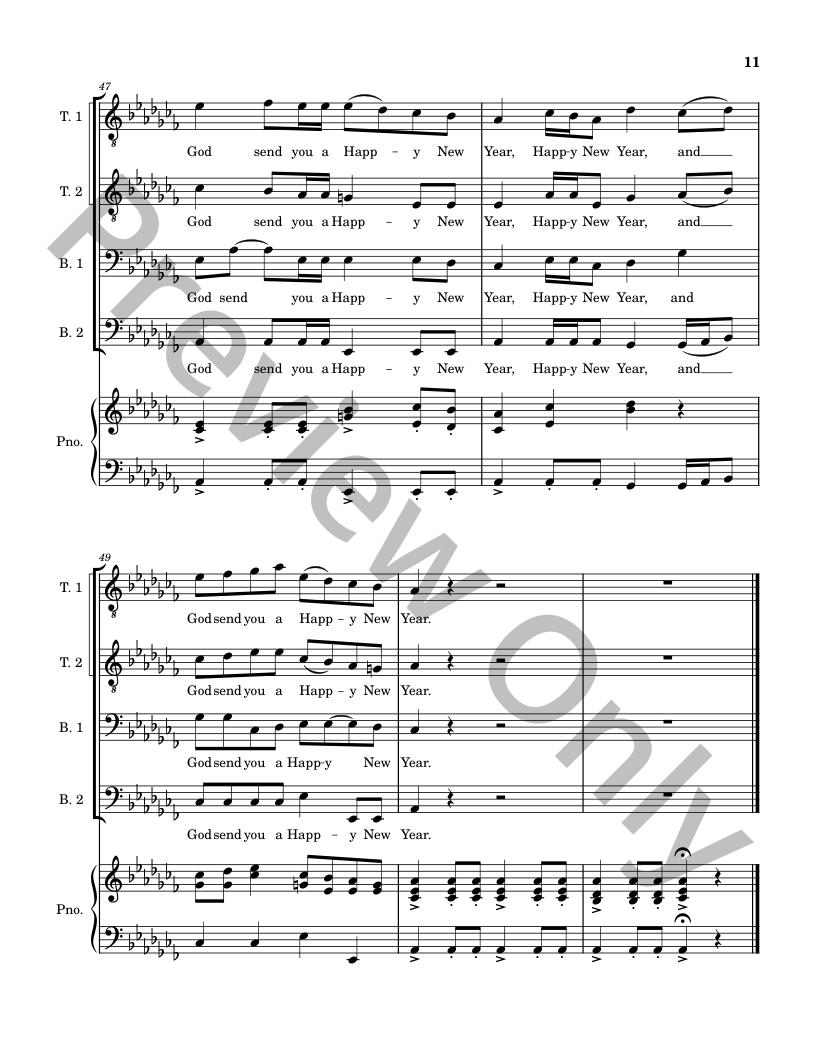 Five Christmas Songs - TTBB Choir with optional Piano accompaniment P.O.D