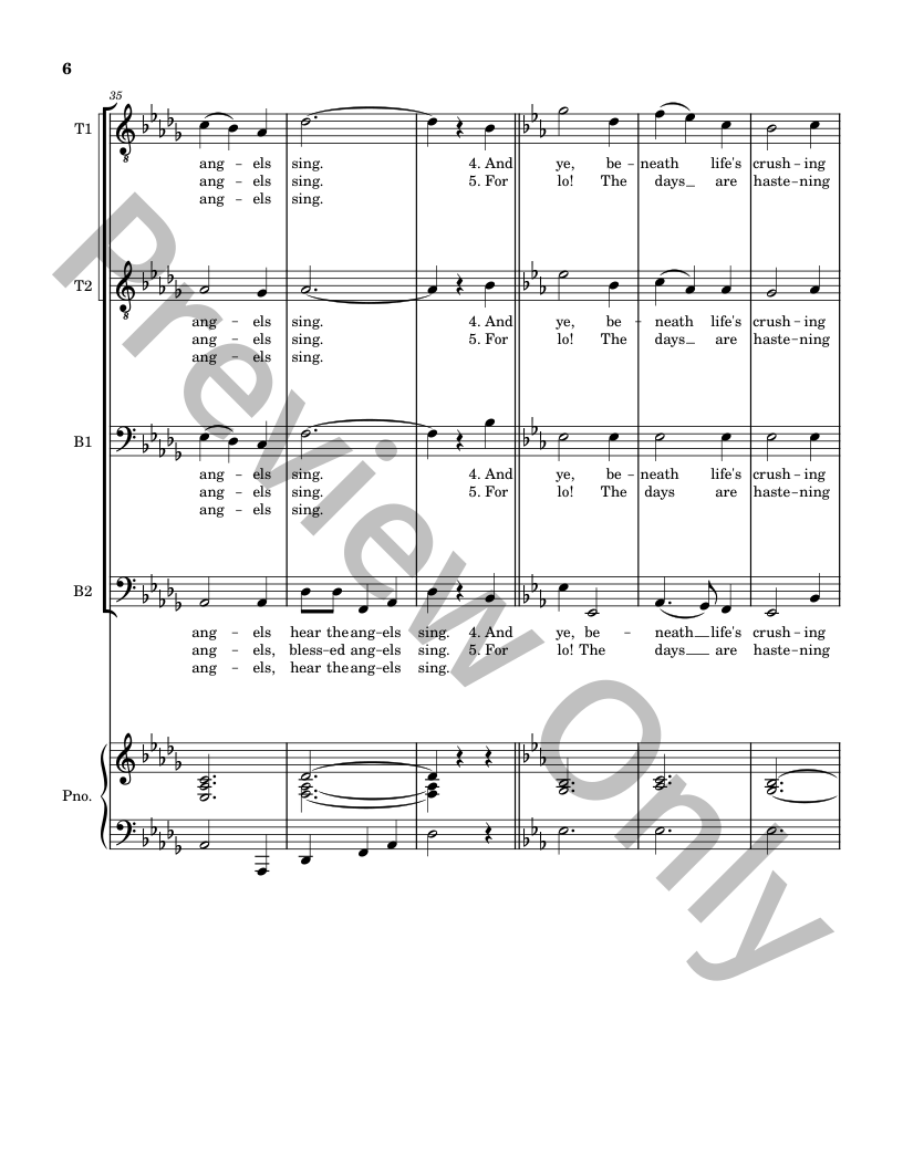 Five Christmas Songs - TTBB Choir with optional Piano accompaniment P.O.D