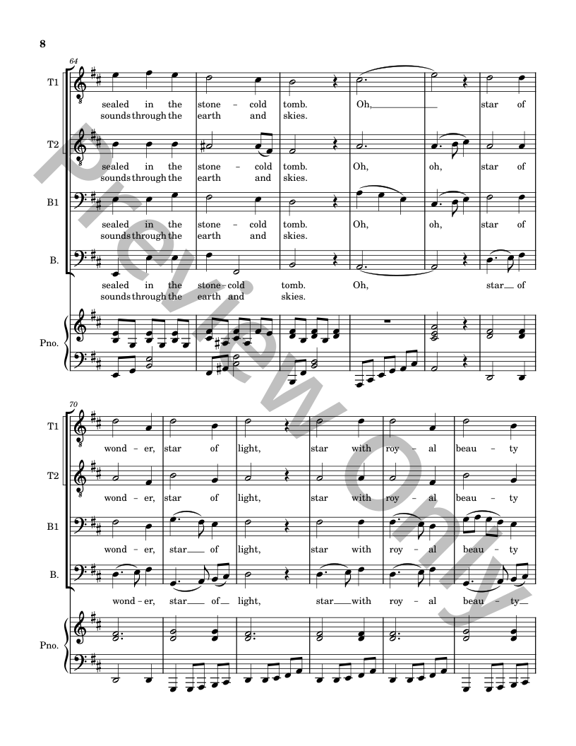 Five Christmas Songs - TTBB Choir with optional Piano accompaniment P.O.D