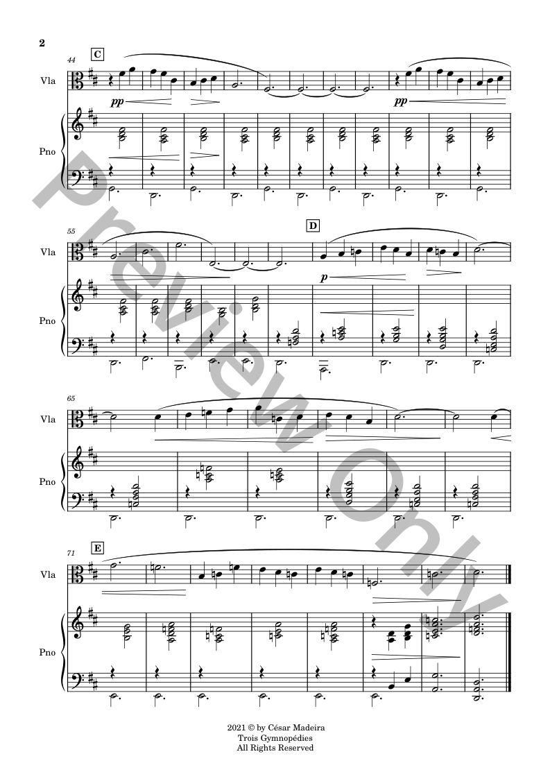 Three Gymnopedies - Viola and Piano P.O.D