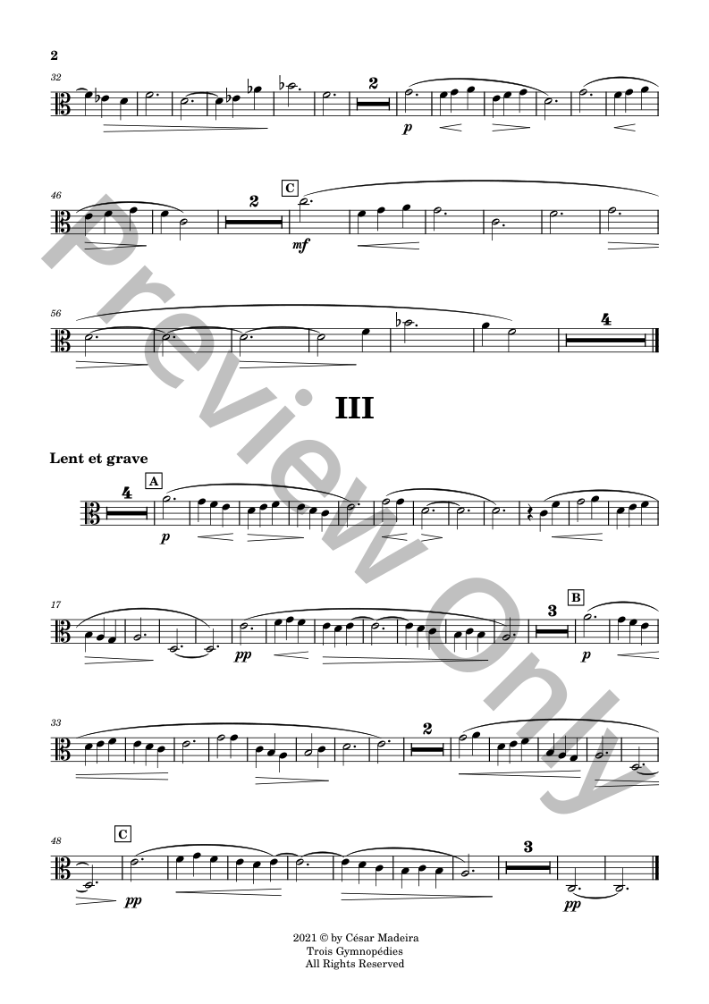 Three Gymnopedies - Viola and Piano P.O.D