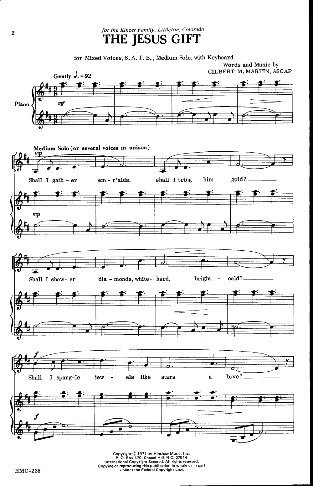 Jesus Gift (SATB ) by Gilbert Martin| J.W. Pepper Sheet Music