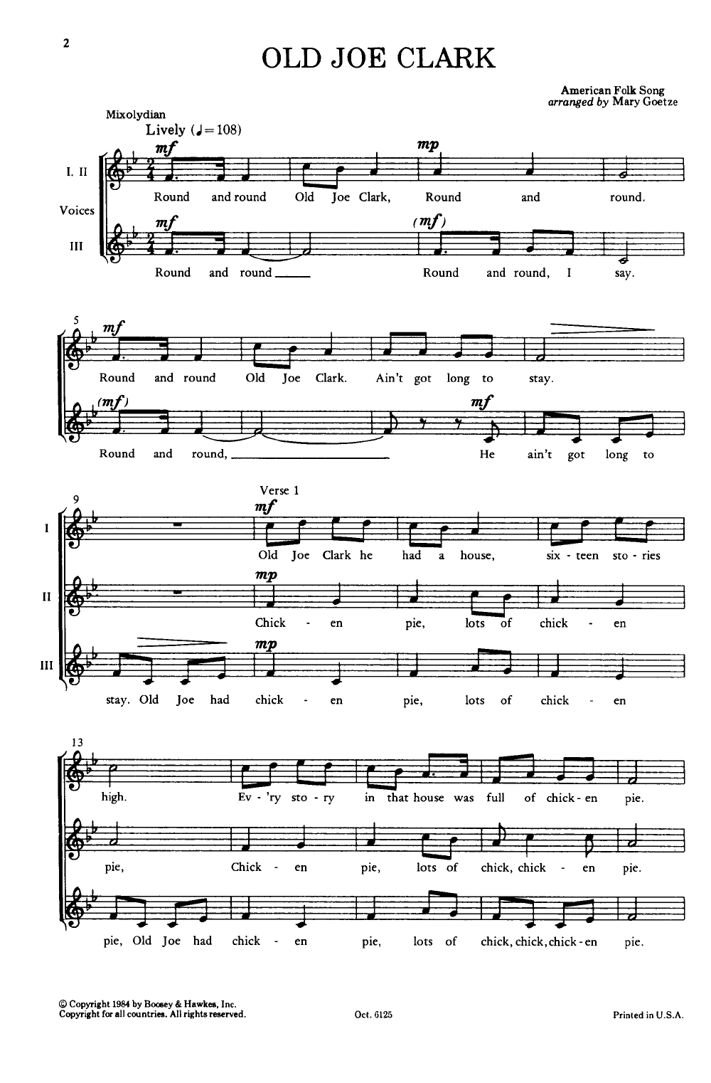 Traditional Folksong Old Joe Clark Sheet Music Notes, Chords Download ...