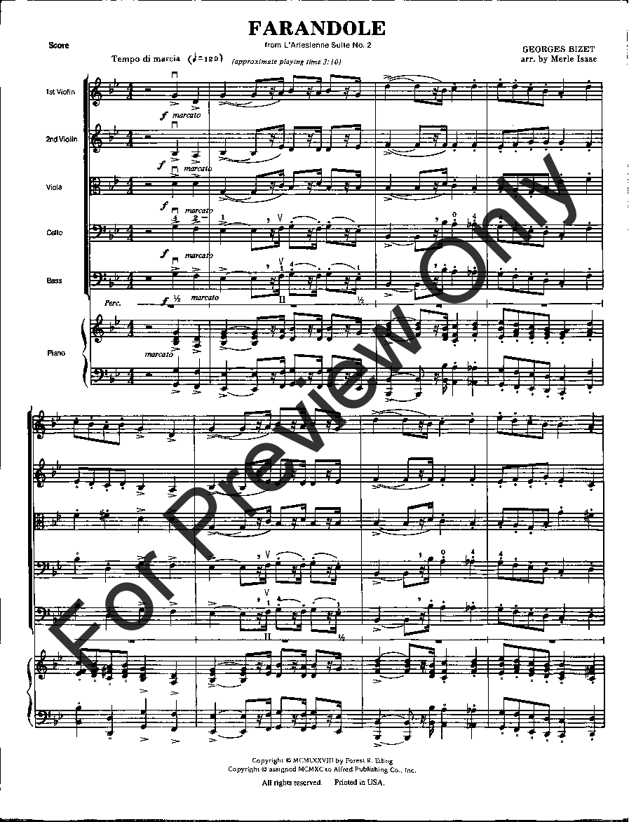 L'Arlesienne Suite No. 2: Farandole: Full Orchestra Conductor Score:  Georges Bizet