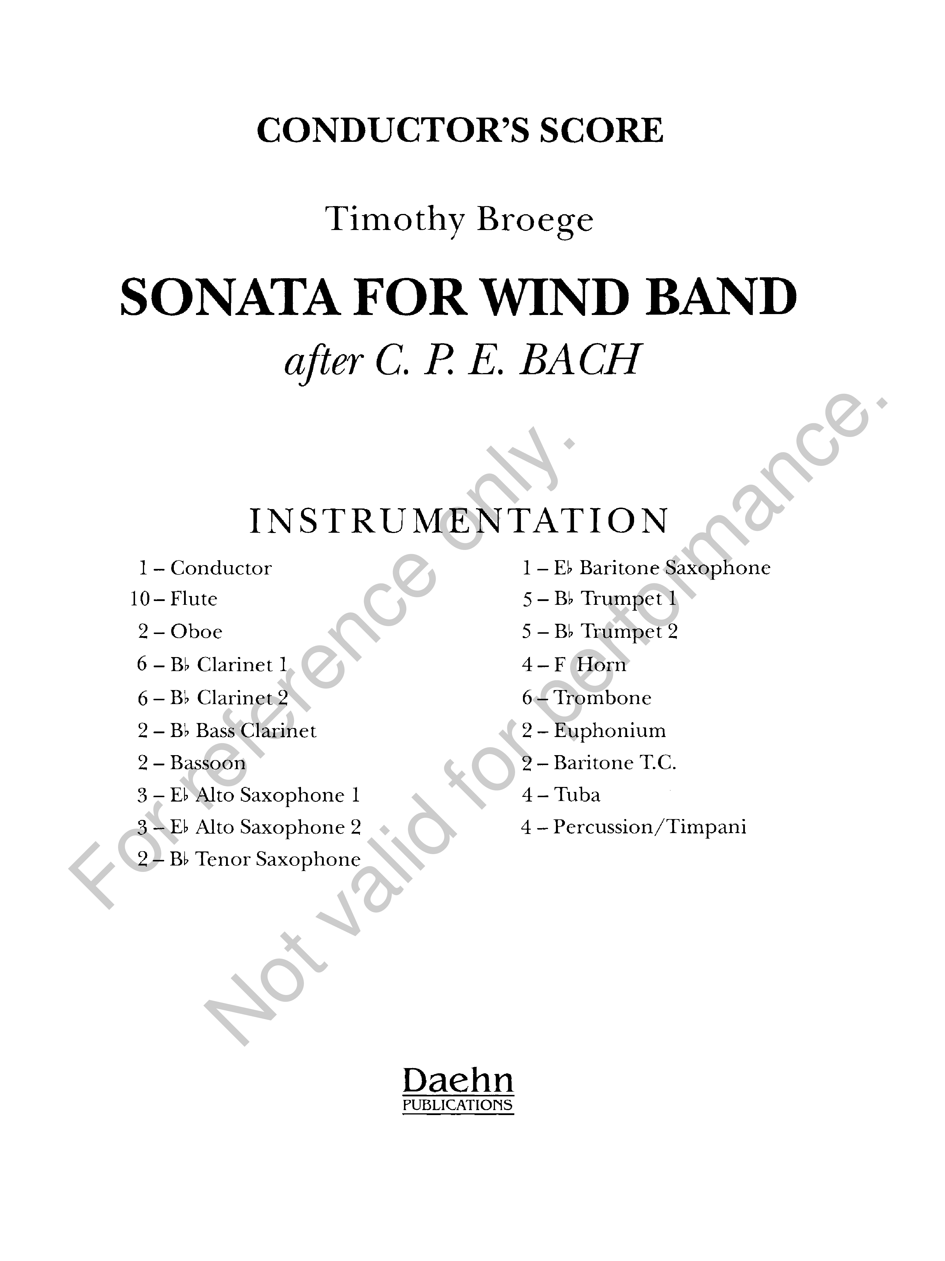 SONATA FOR WIND BAND AFTER CPE BACH