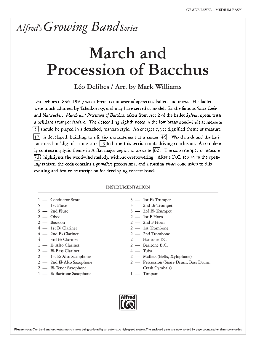 MARCH AND PROCESSION OF BACCHUS SCORE