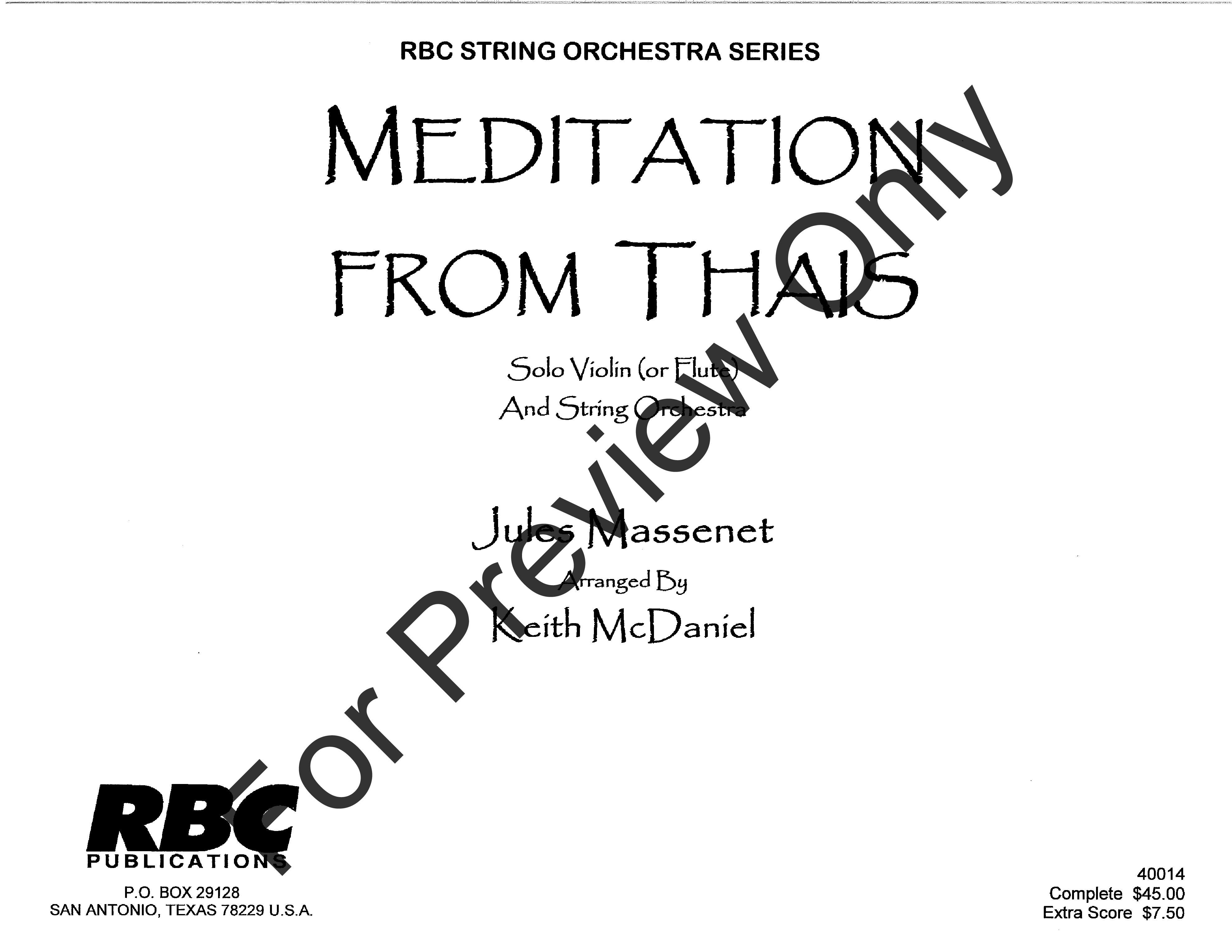 MEDITATION FROM THAIS VIOLIN W/ORCH