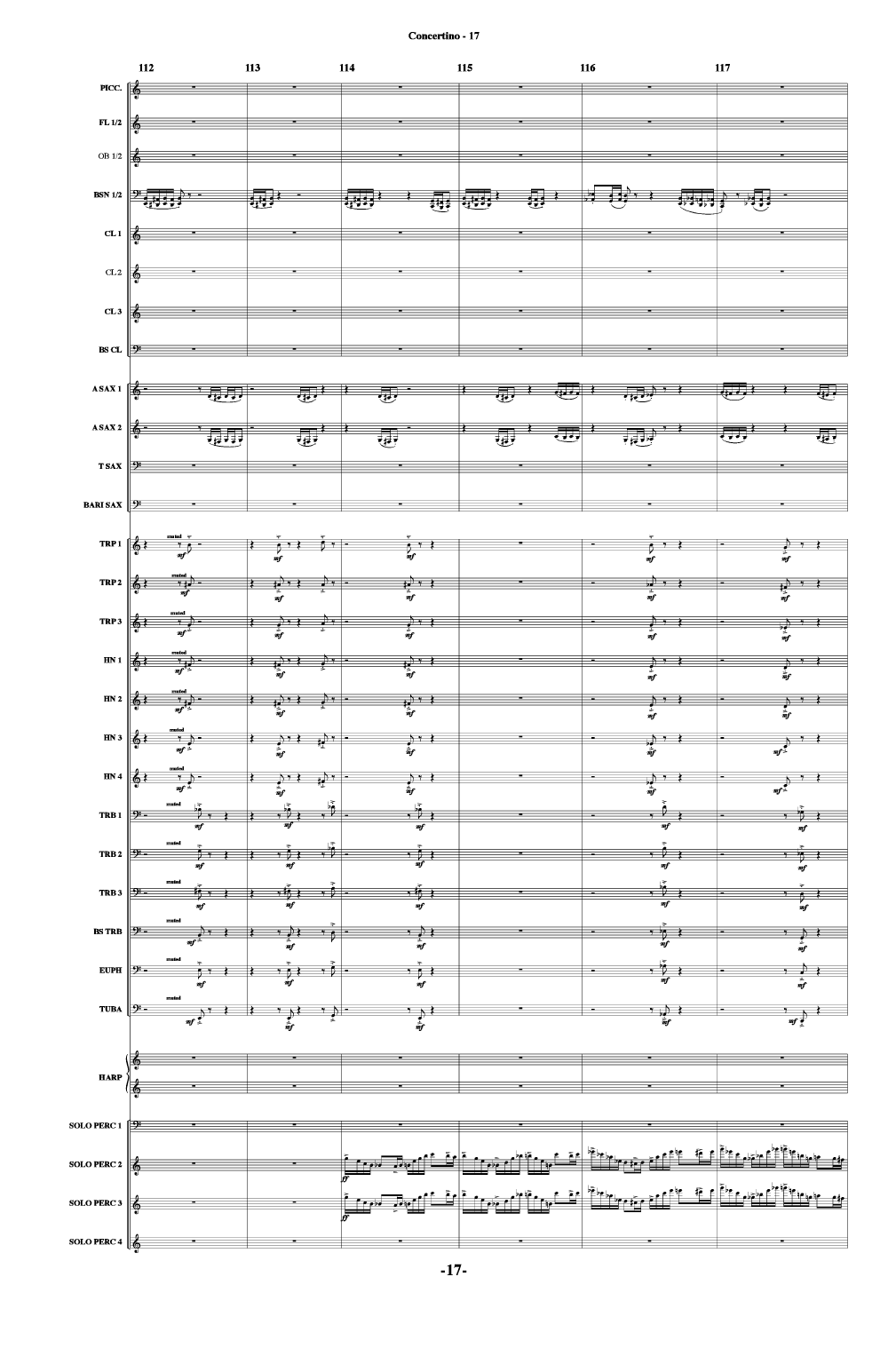 CONCERTINO FOR FOUR SOLO PERC-SCORE