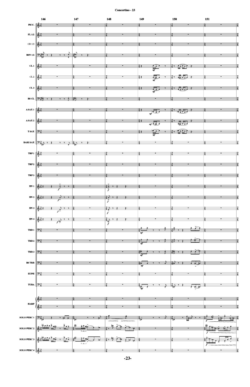 CONCERTINO FOR FOUR SOLO PERC-SCORE