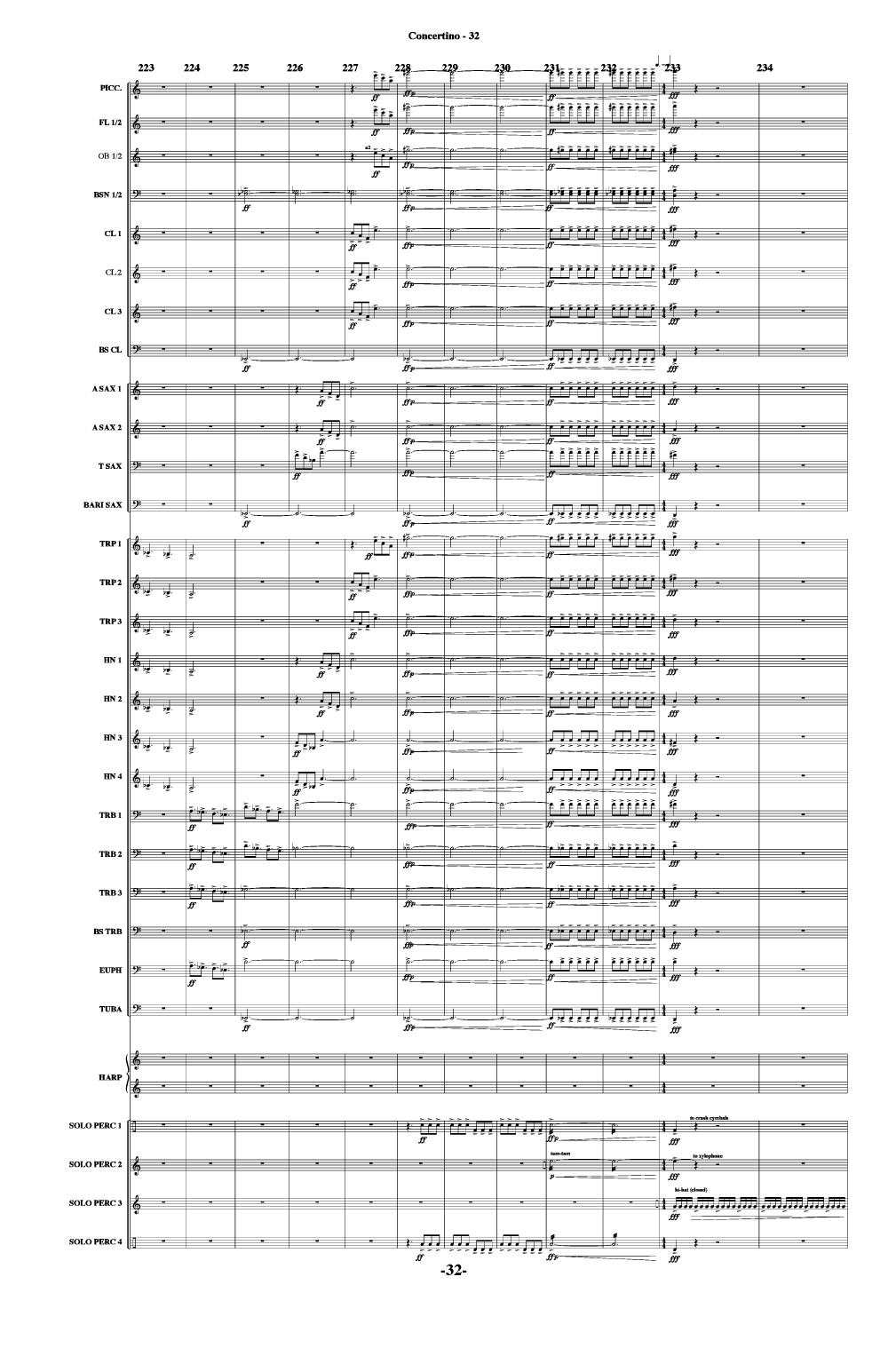 CONCERTINO FOR FOUR SOLO PERC-SCORE