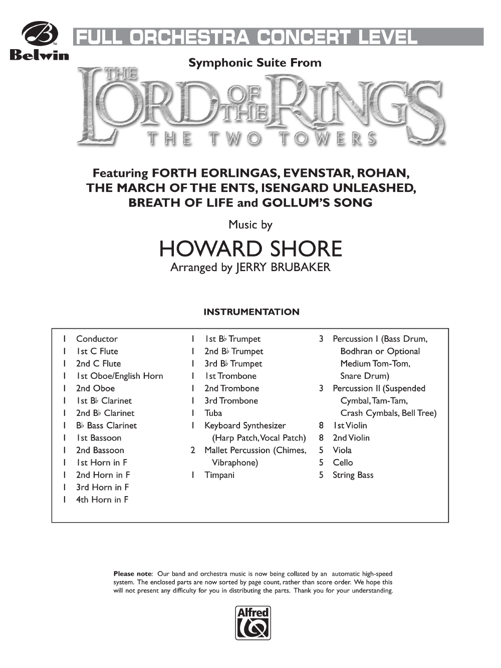 The Lord of the Rings: The Fellowship of the Ring, Symphonic Suite from