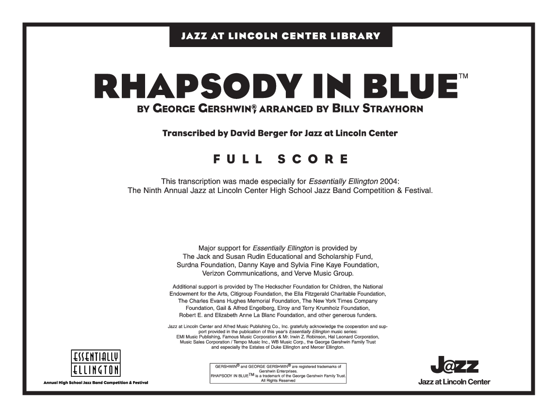 RHAPSODY IN BLUE SCORE