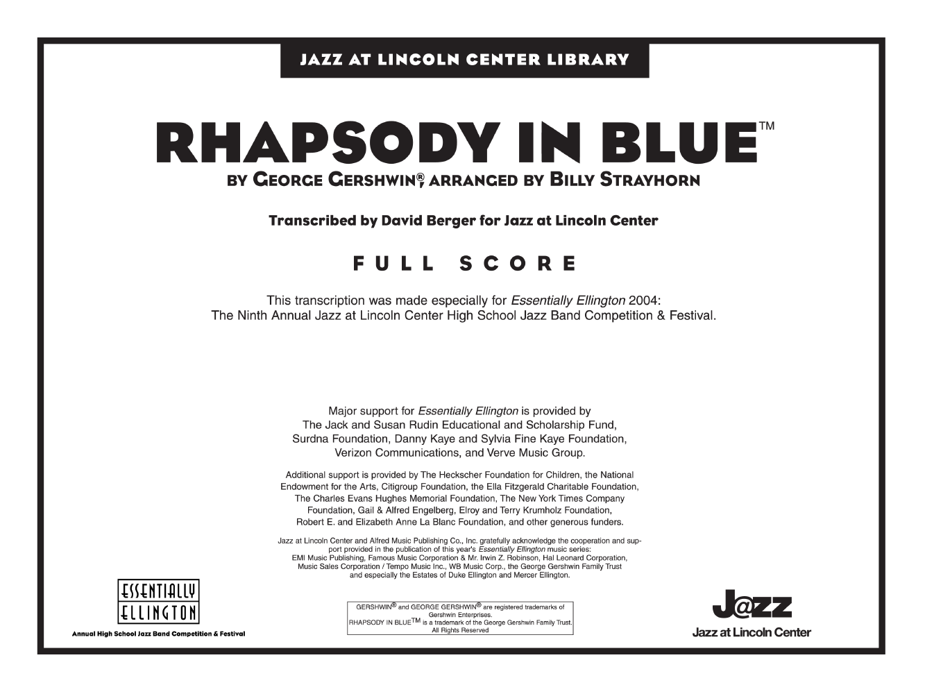 RHAPSODY IN BLUE SCORE