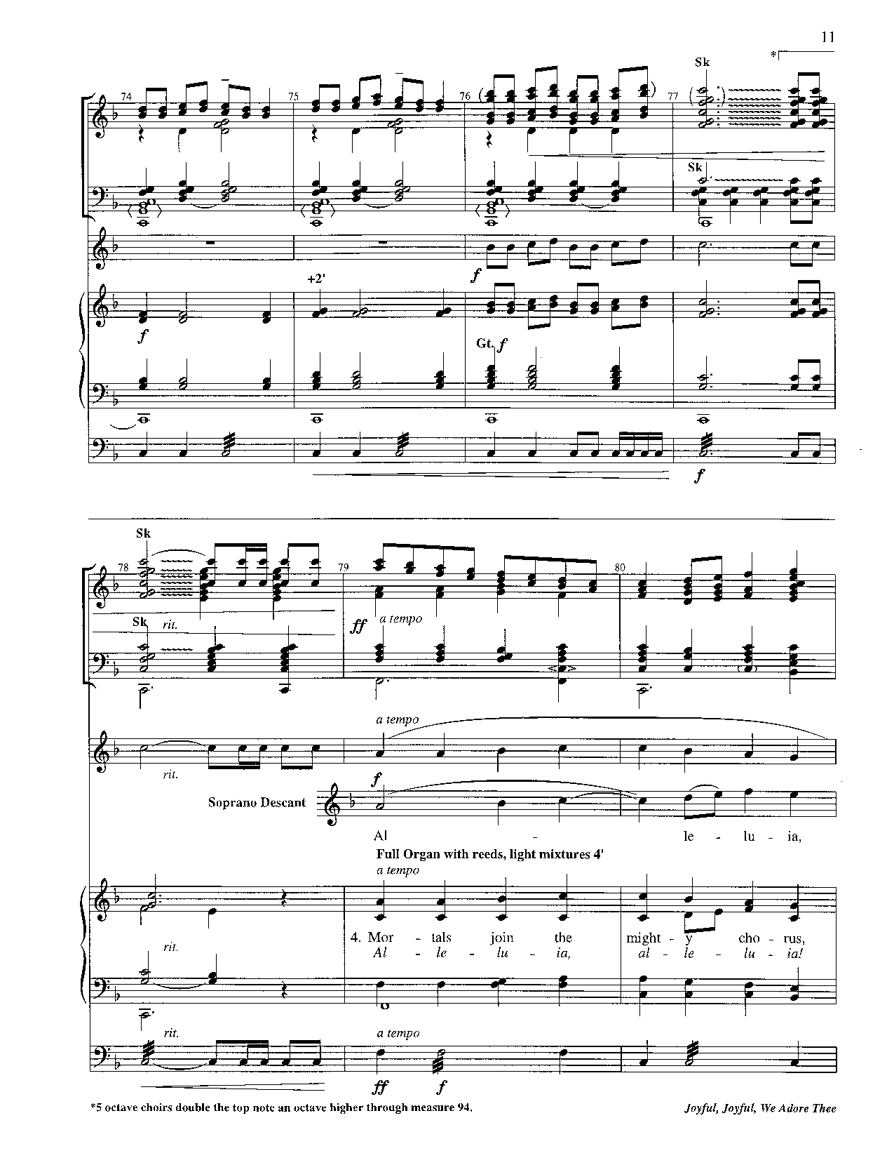 Joyful Joyful We Adore Thee Organ Score