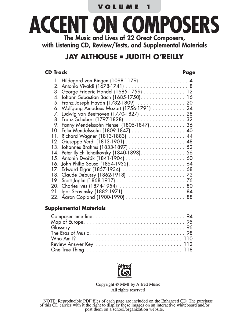 Accent on Composers Reproducible book/enhanced CD