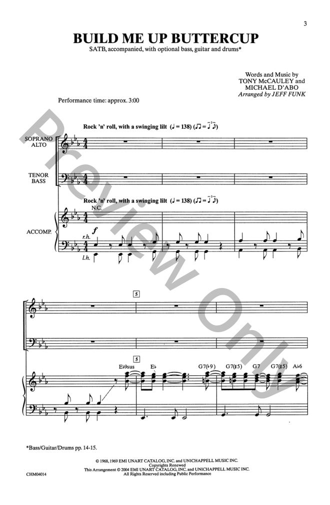 Build Me Up, Buttercup (SATB ) arr. Jeff Funk