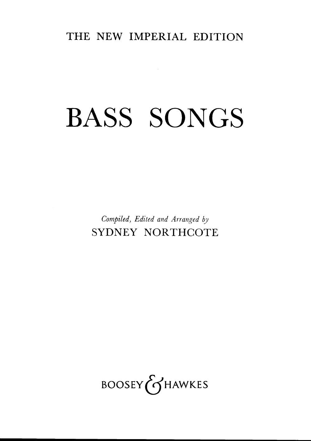 Bass Songs the New Imperial Edition Book/Online Audio Access