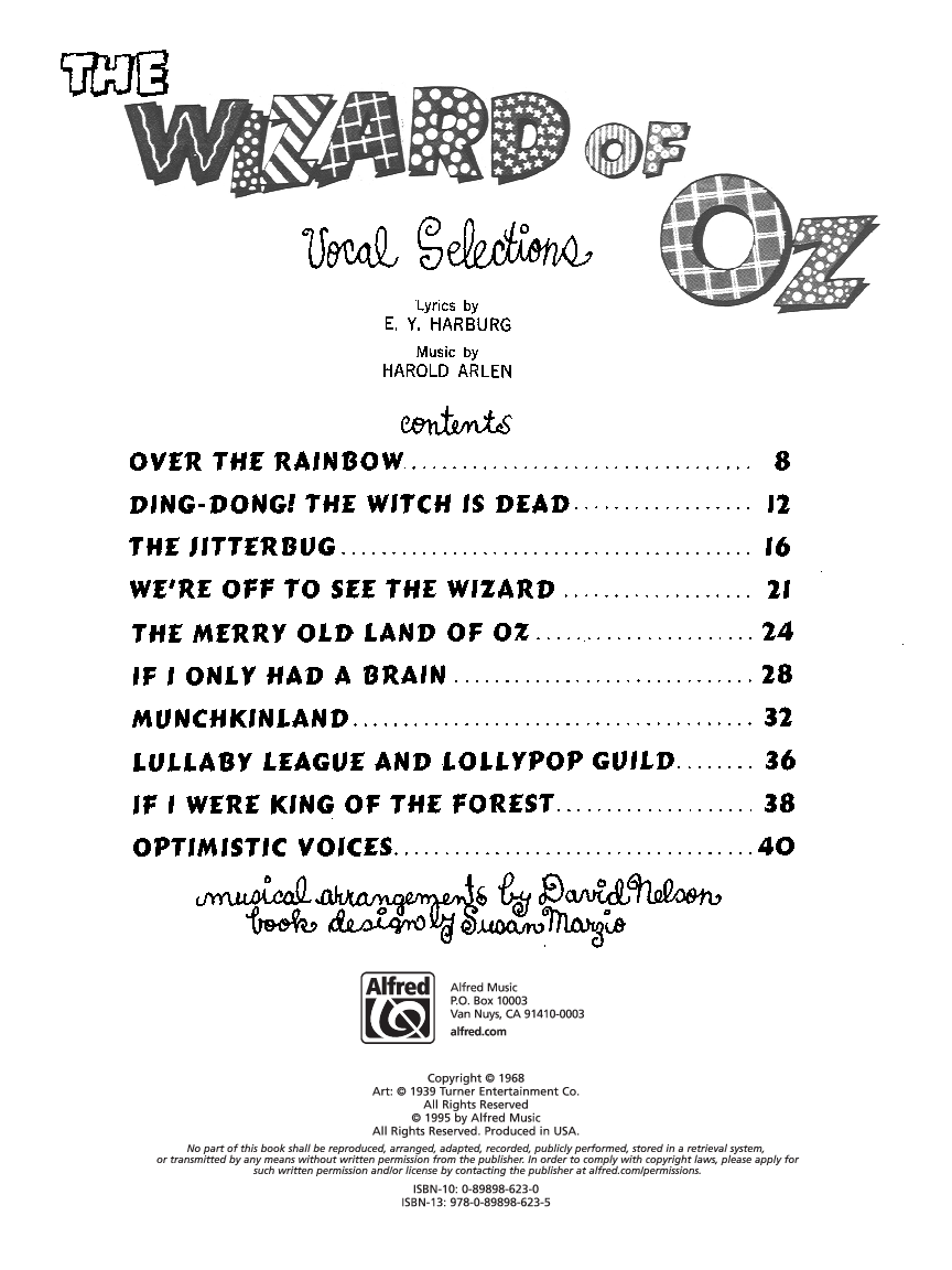 WIZARD OF OZ VOCAL SELECTIONS