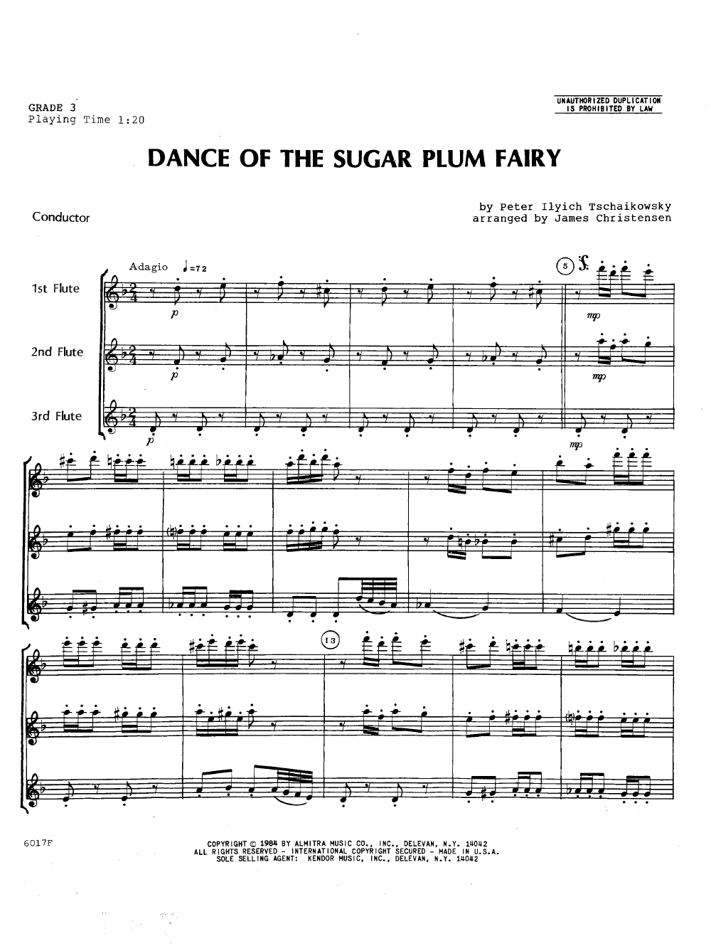 DANCE OF THE SUGAR PLUM FAIRY FLUTE TRIO