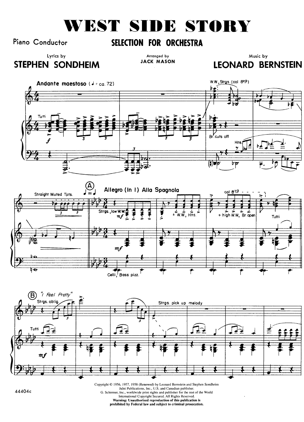 West Side Story by Leonard Bernstein/arr. Jack Ma | J.W. Pepper Sheet Music