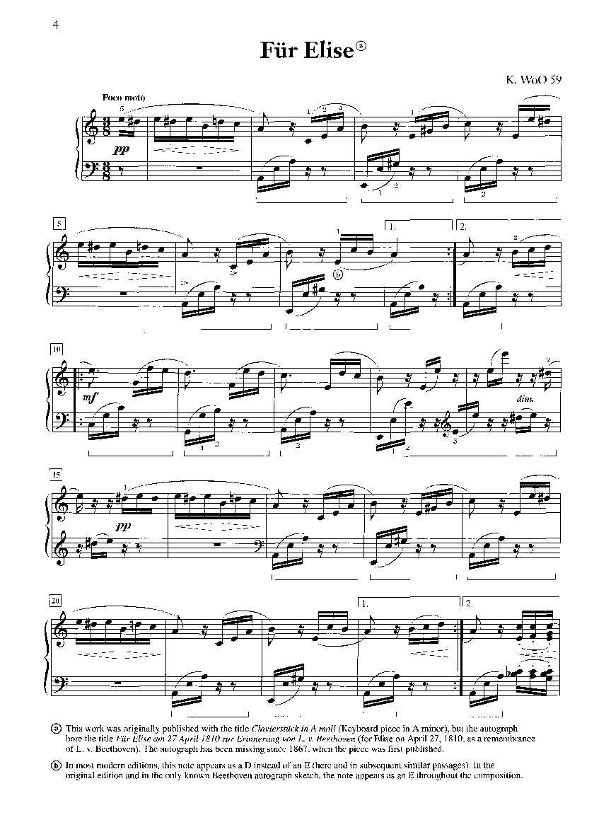 Für Elise - TUTORIAL PIANO VIRTUAL - Música e quadro de Beethoven