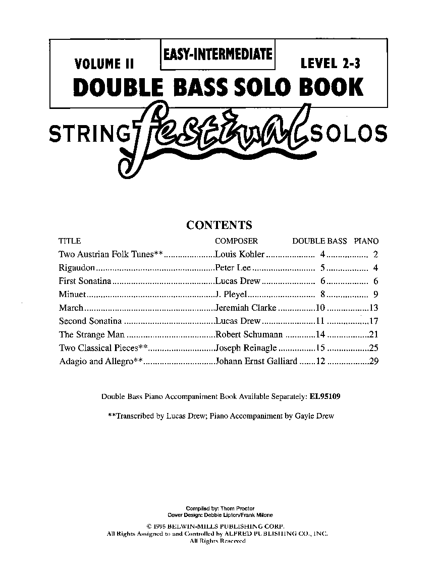 STRING FESTIVAL SOLOS #2 STRING BASS Book