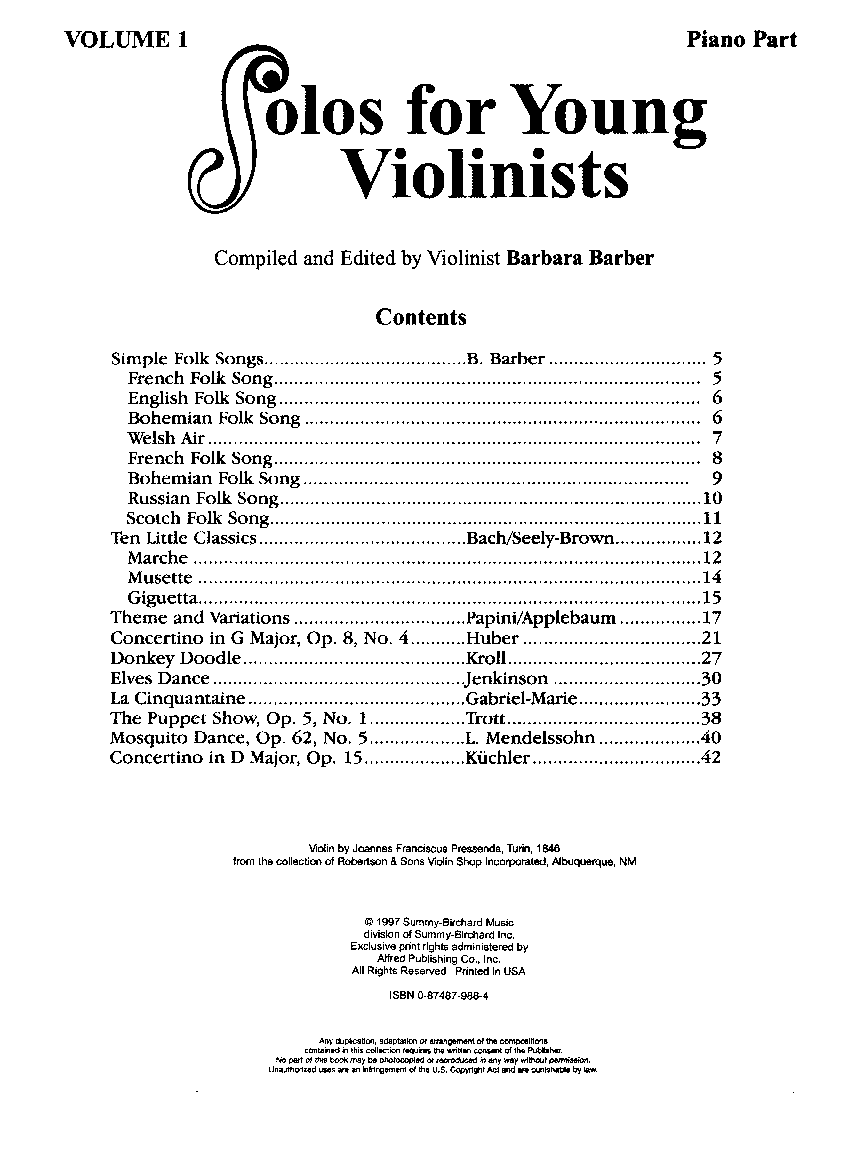 SOLOS FOR YOUNG VIOLINIST #1