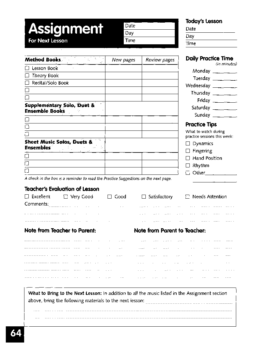 ALFRED LESSON ASSIGNMENT BOOK