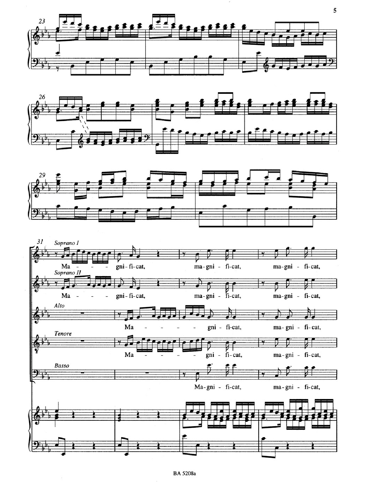 Magnificat in E Flat VOCAL SCORE