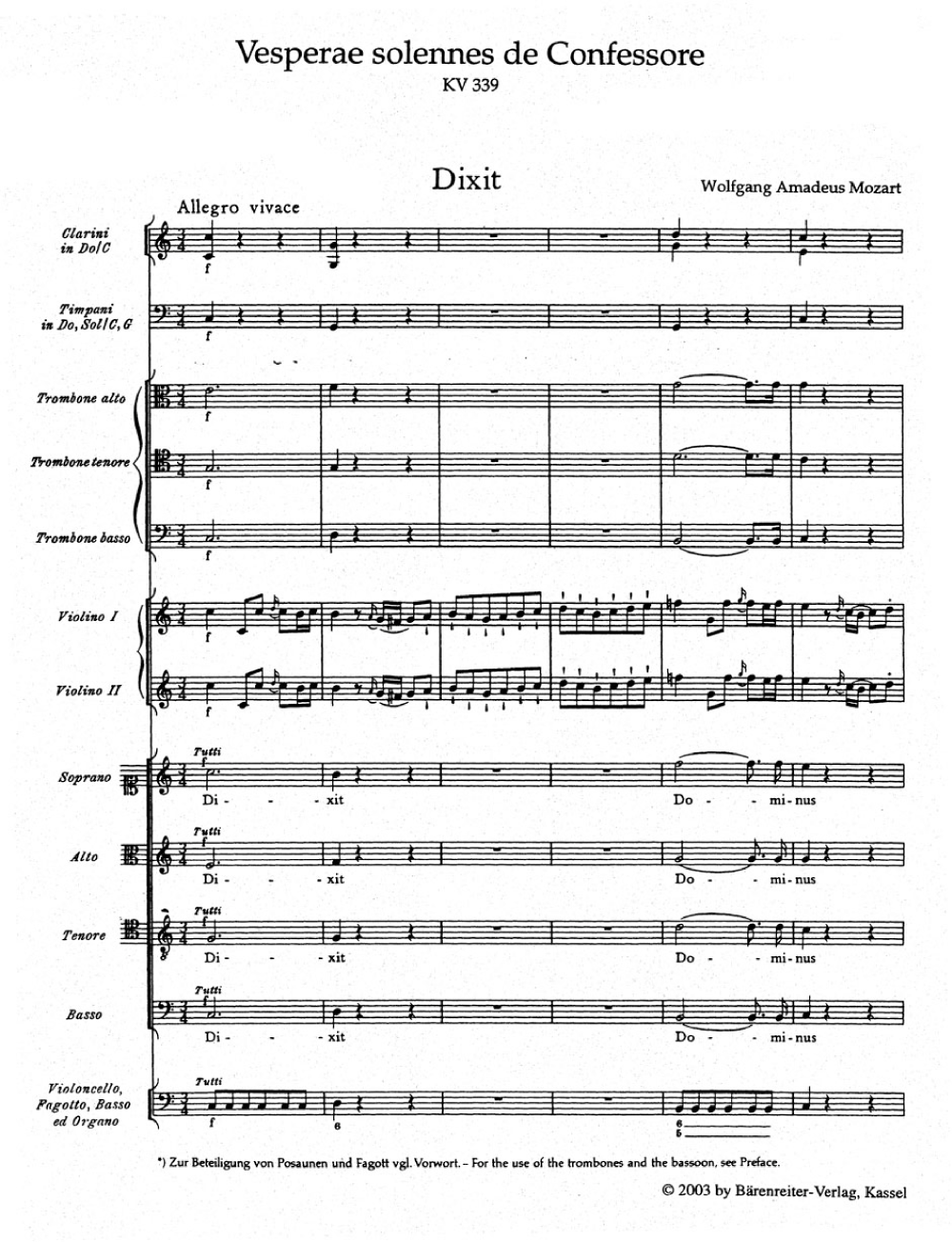 VESPERAE SOLENNES K339 Full Score