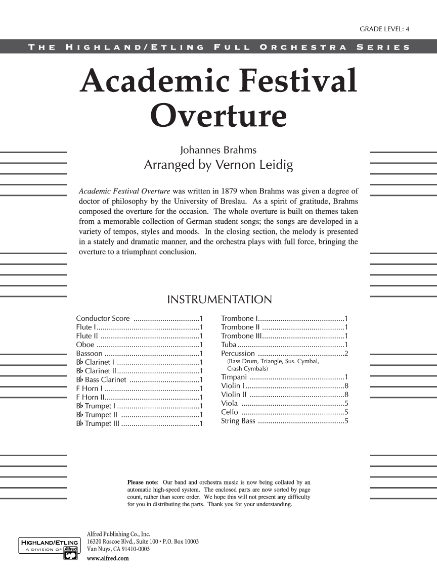 ACADEMIC FESTIVAL OVERTURE SCORE