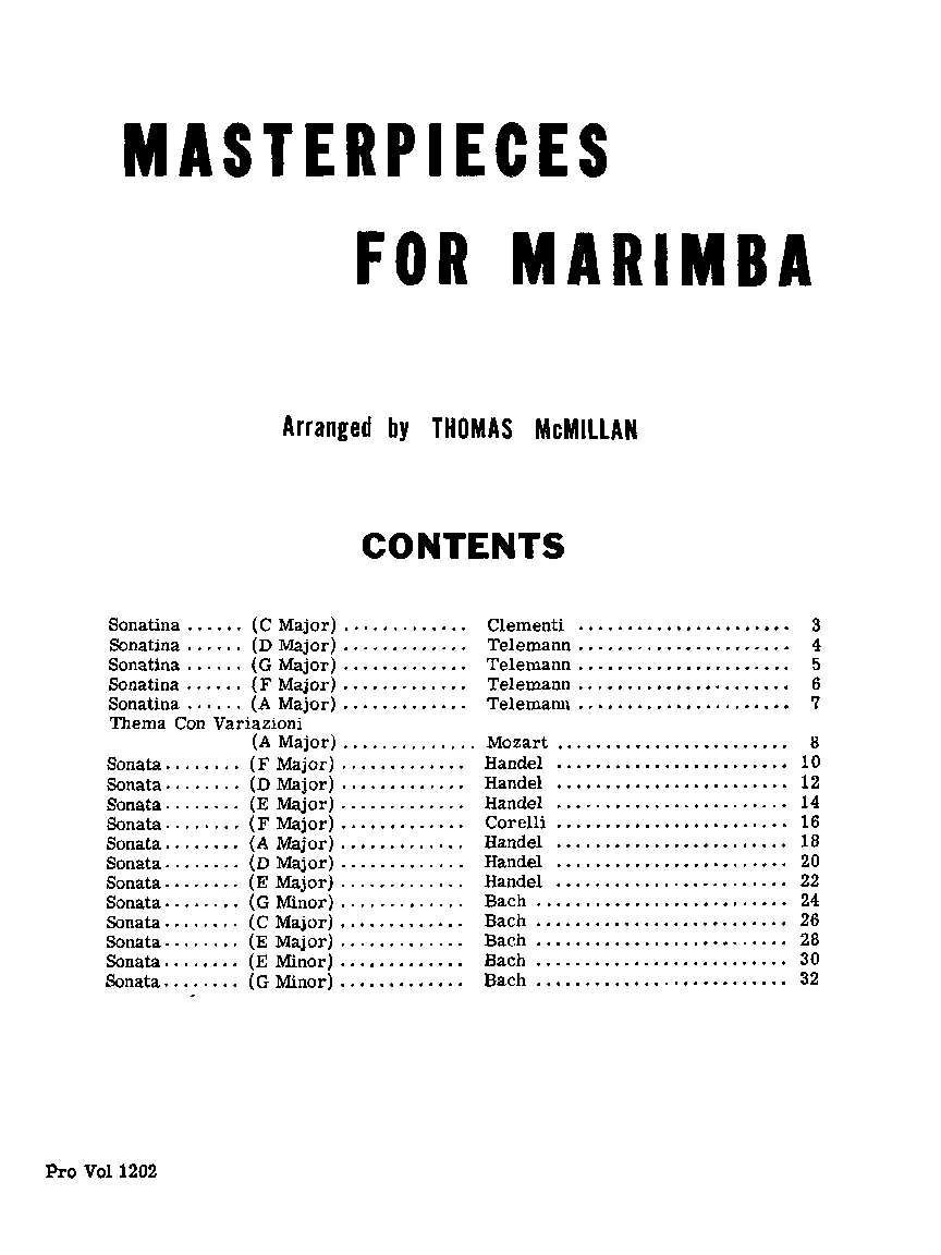 MASTERPIECES FOR MARIMBA