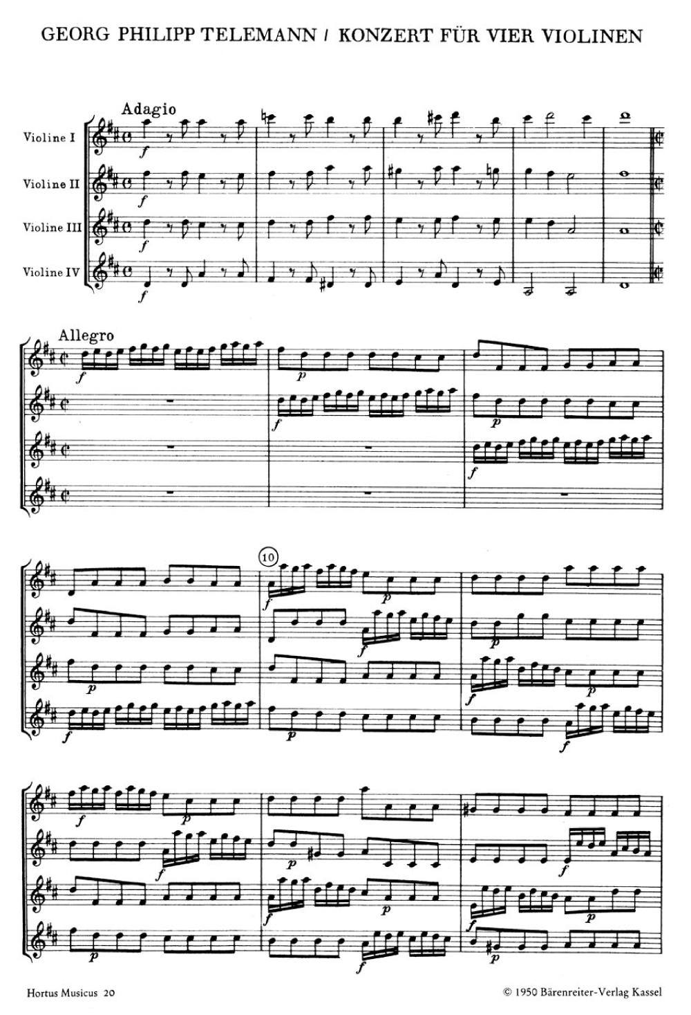 Tilsyneladende marxisme galleri Concerto in D Major-Four Violins (Violin Qua | J.W. Pepper Sheet Music