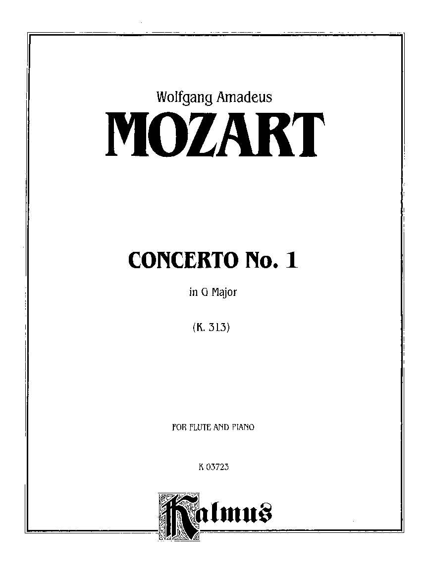 CONCERTO #1 IN G MAJOR K313 Flute and Piano Reduction