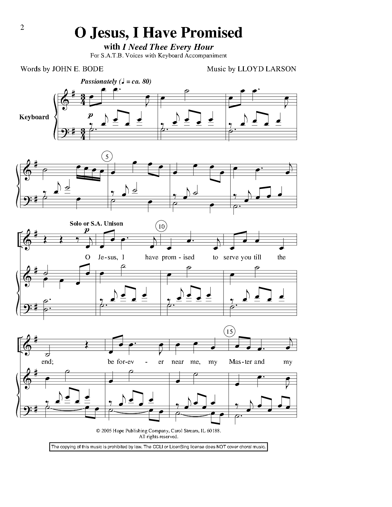 O Jesus I Have Promised Master - Misc Praise Songs Sheet music for