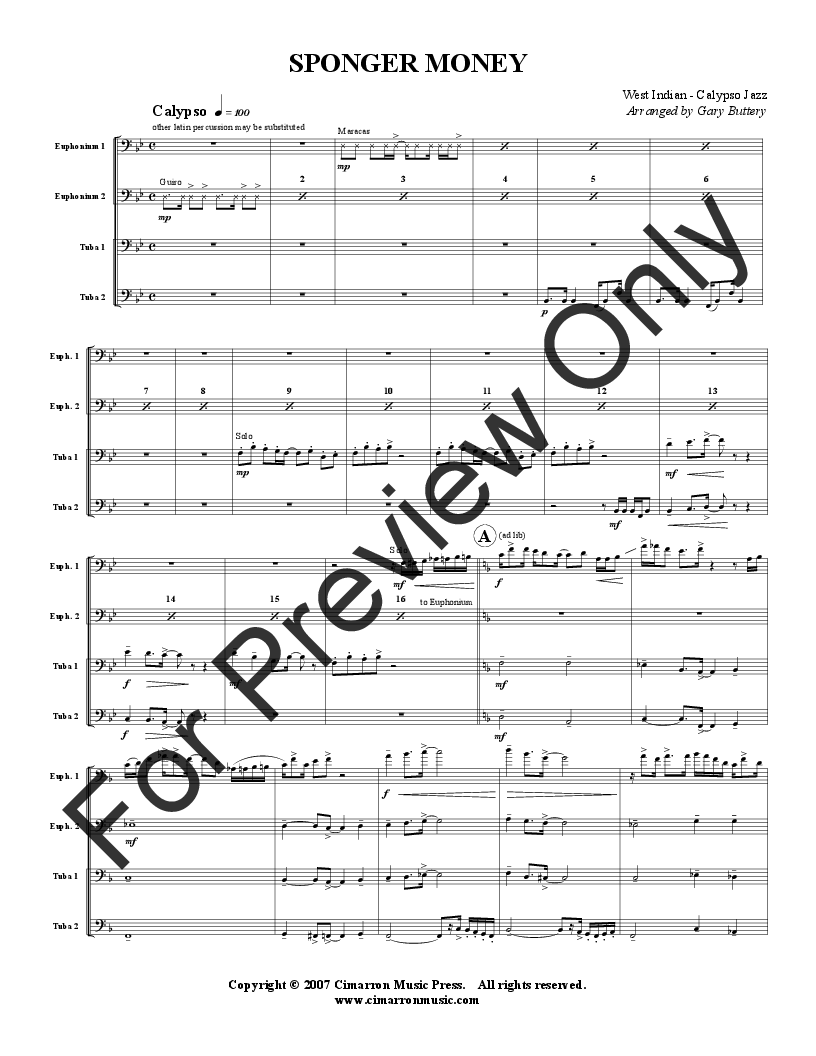 sad violin spongbob tuba fanfare Sheet music for Tuba (Mixed Trio)