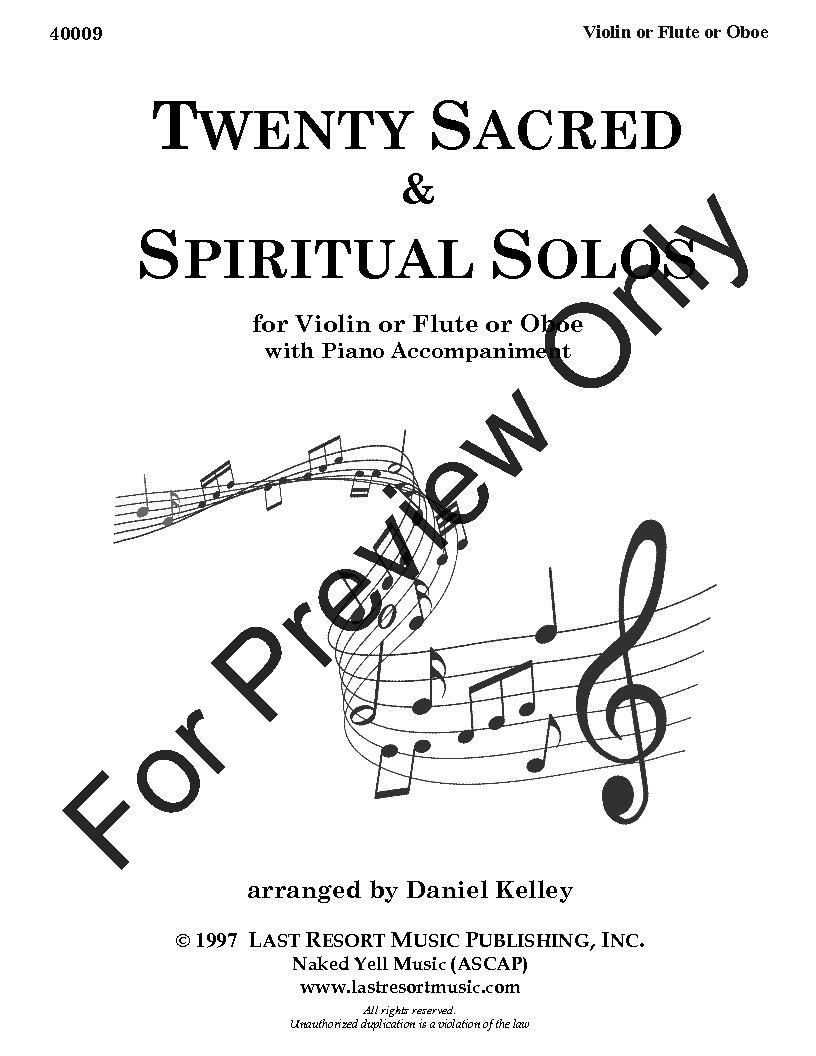 20 Sacred and Spiritual Solos C Instruments - Violin, Flute or Oboe and Piano