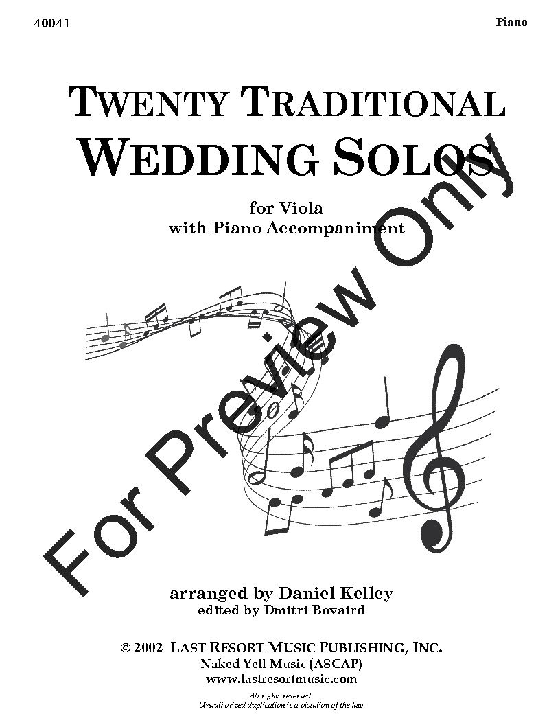 20 Traditional Wedding Solos Viola and Piano